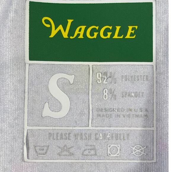 Waggle Men White Green Small Short Sleeve 3 Button Golf Gnome Print Polo Shirt - Picture 3 of 7